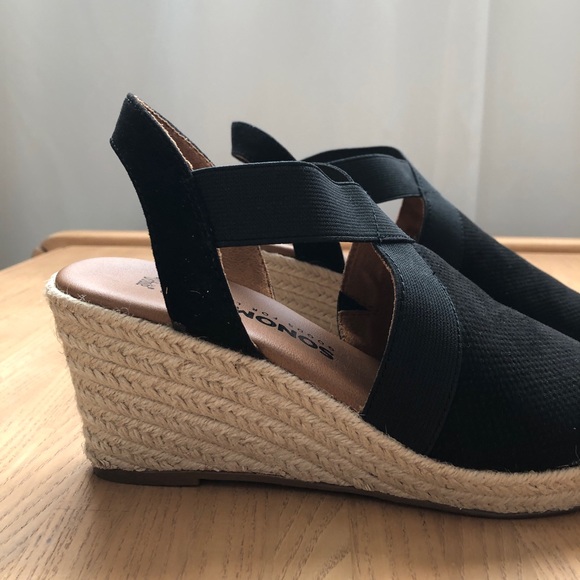 Sonoma Black Wedges Open Toe Shoes - Picture 2 of 11